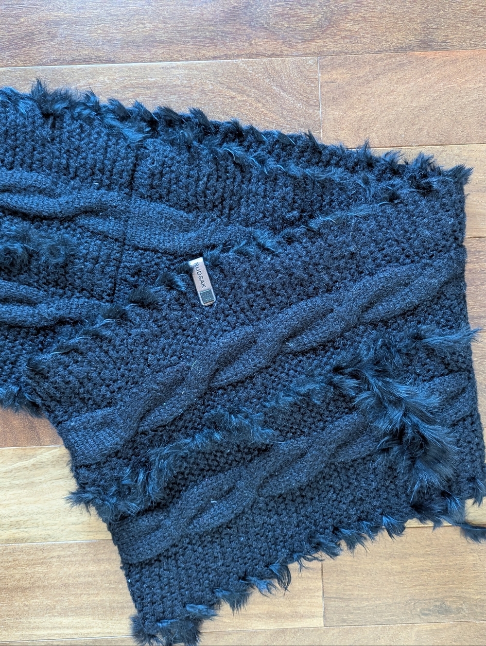 Rudsak Black Scarf With Fur Trim